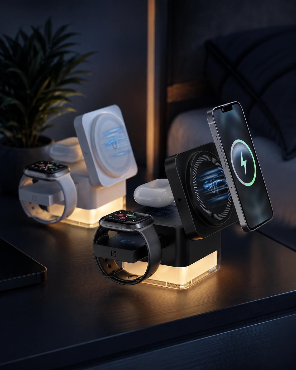 Sorivo 3-in-1 Wireless Ladestation mit Ambientebeleuchtung