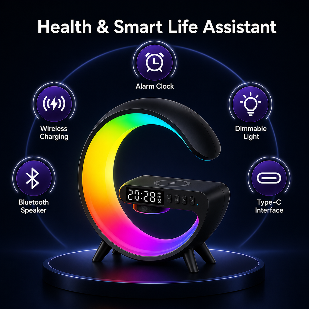 SORIVO HaloSound Schwarz Funktionen Wireless Charging Bluetooth Wecker RGB
