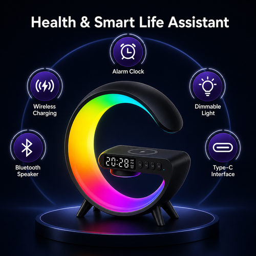 SORIVO HaloSound Schwarz Funktionen Wireless Charging Bluetooth Wecker RGB