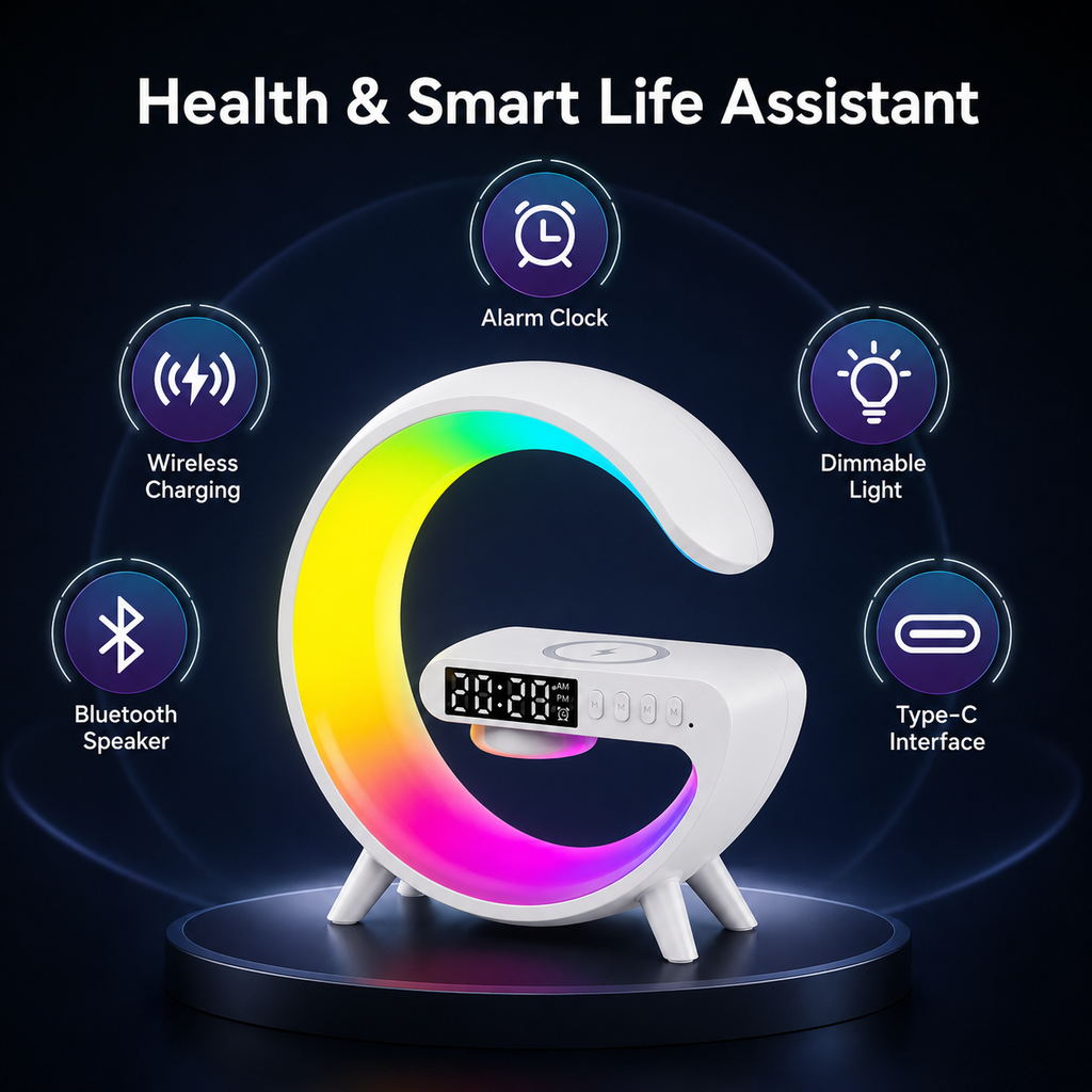 SORIVO HaloSound Weiß Funktionen Wireless Charging Bluetooth Wecker RGB