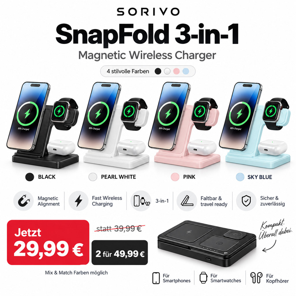 SORIVO SnapFold 3-in-1 – 4 Farben, 29,99 € statt 39,99 € und 2 für 49,99 €