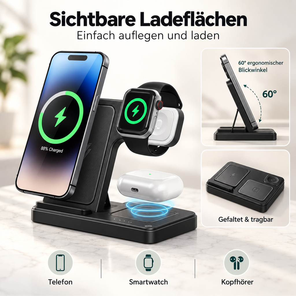 SORIVO SnapFold 3-in-1 – Ladeflächen, Blickwinkel und faltbares Design
