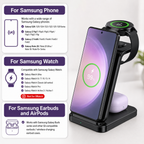 SORIVO TrioDock Schwarz Kompatibilität Samsung Galaxy Watch und Earbuds