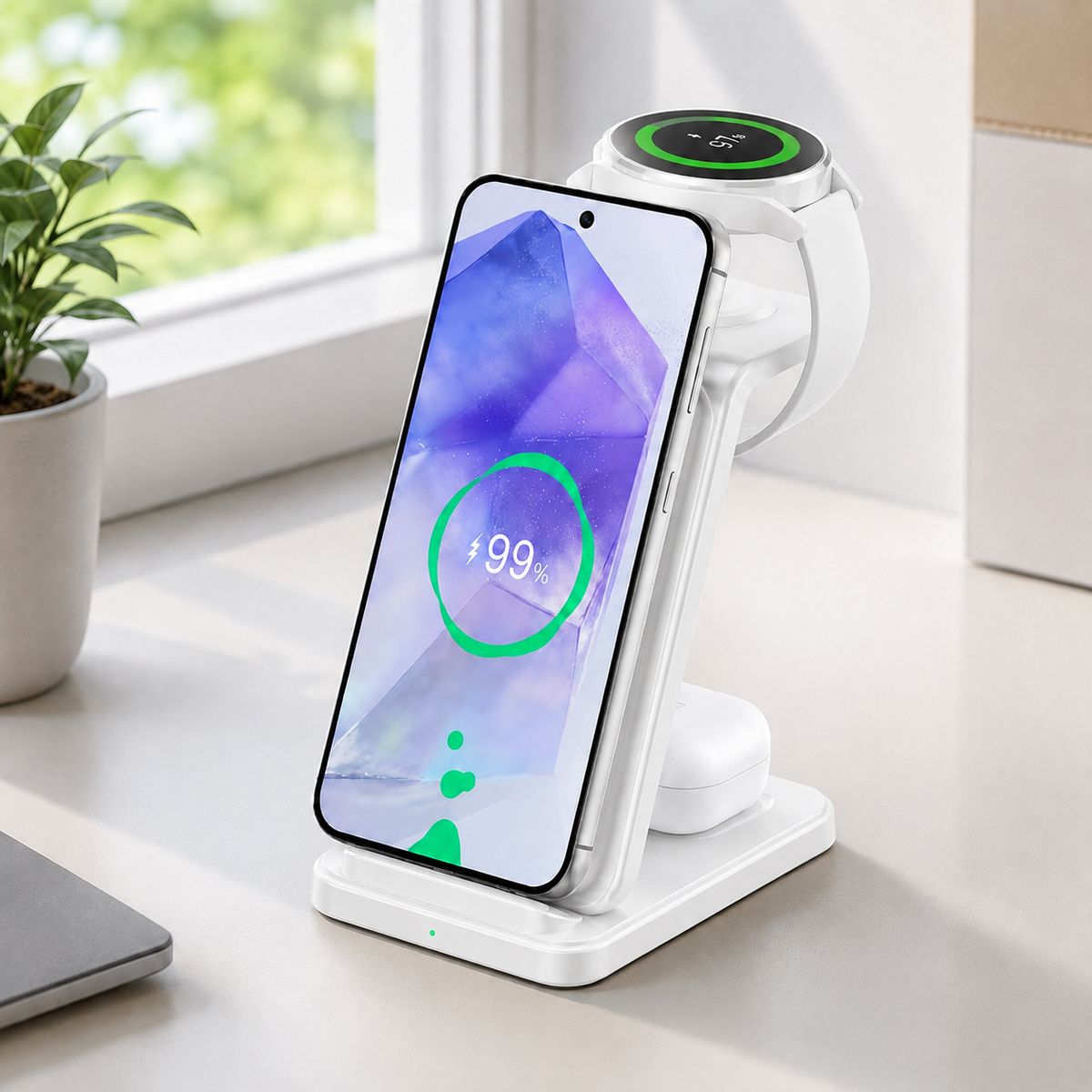 SORIVO TrioDock Weiß im modernen Arbeitsplatz